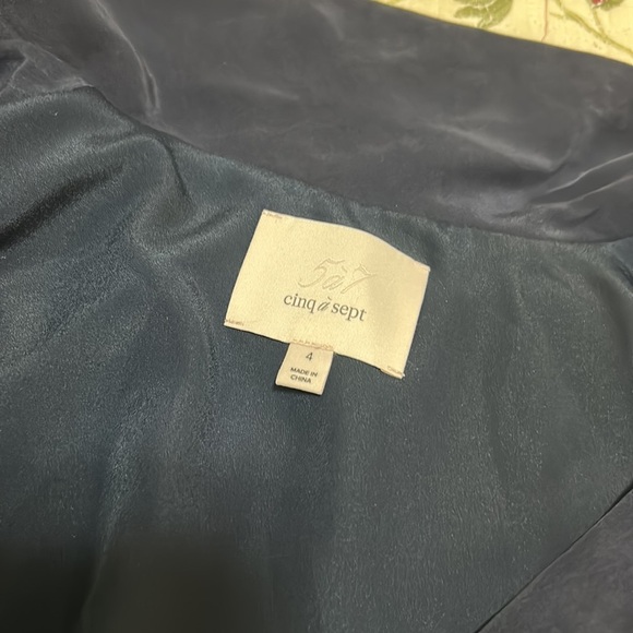 Cinq a Sept Silk Button Blue Dress Embroidered Floral Rose Pink Pockets Small 4 - Picture 11 of 16